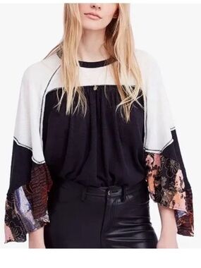 Free People We the Free Friday Fever Tunic Top SZ L Pullover Bohemian Beach